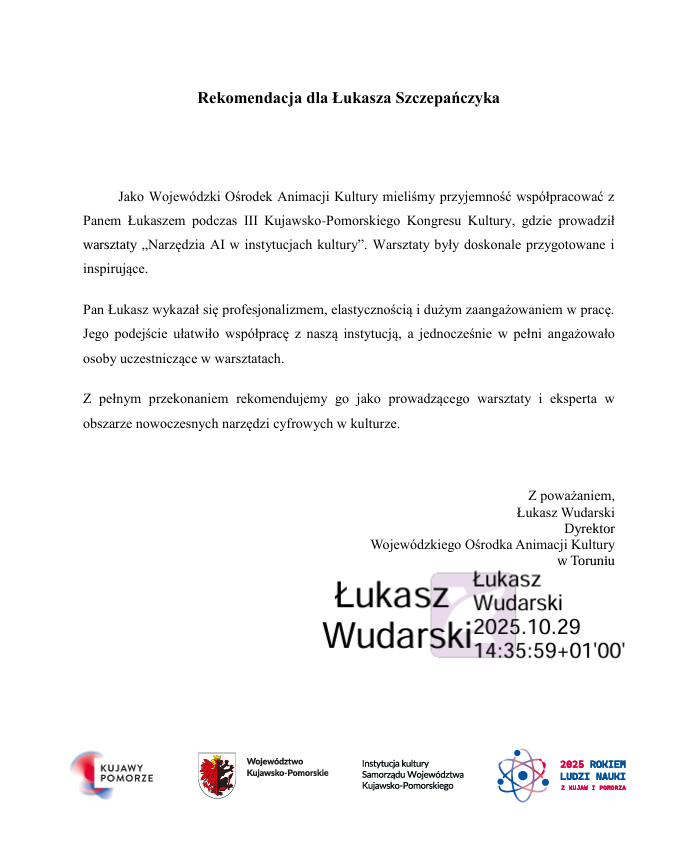 Certyfikat lub rekomendacja: rekomendacja1