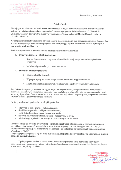 Certyfikat lub rekomendacja: rekomendacja3